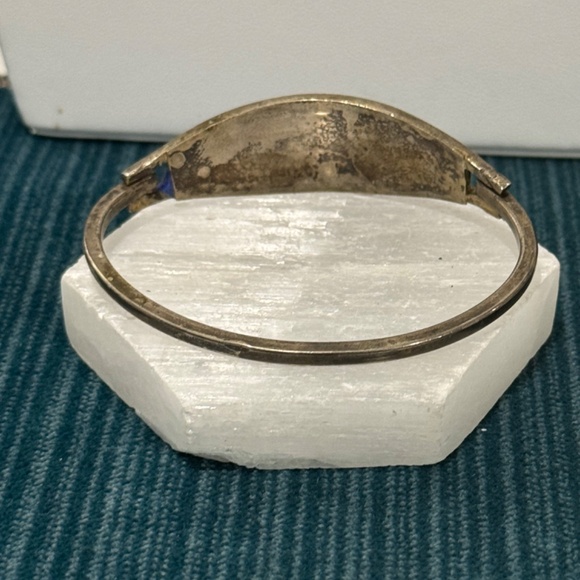 Vintage Ocean Blue Mother of Pearl Sunset Alpaca Bracelet Mexico - Picture 3 of 5